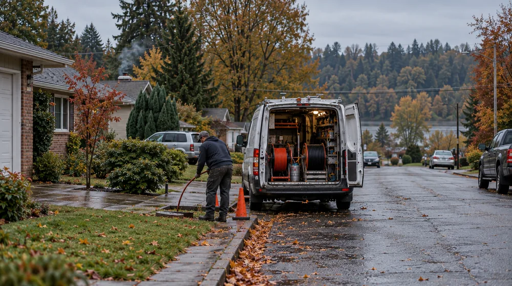 Service van on a residential street in Keizer, Oregon
